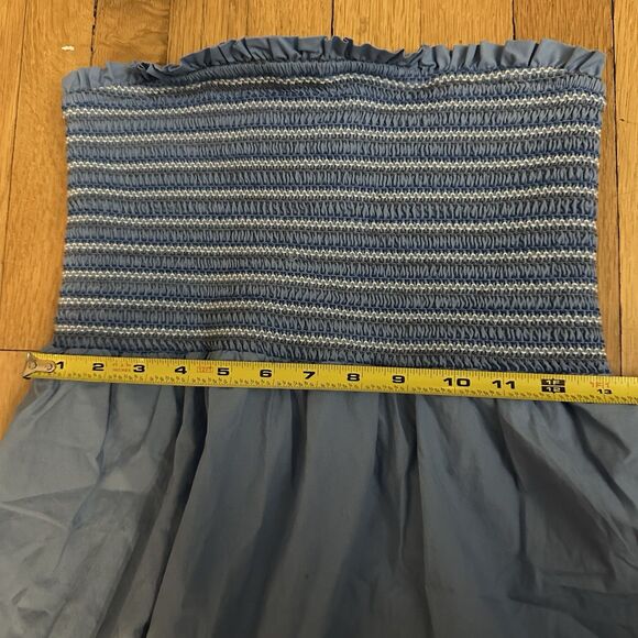 American Eagle Blue Smockin on Sunshine Strapless Midi Dress Size Medium - Picture 8 of 12